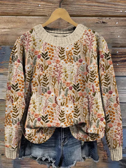 Jana™ - Pull doux et fleuri tricoté à la main