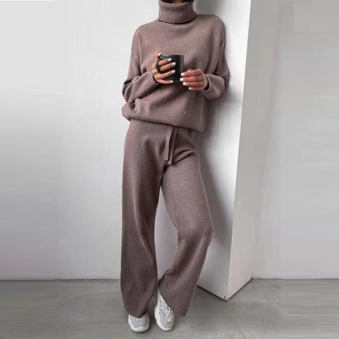 Clara™ - Ensemble confortable 2 pièces col roulé et pantalon long