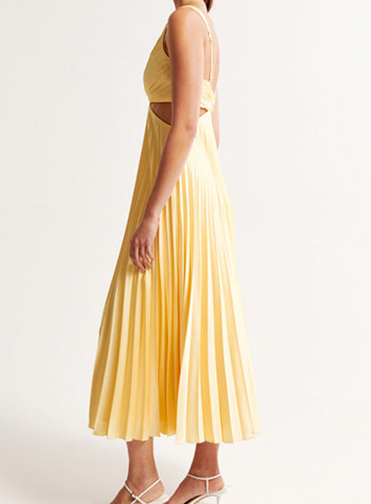 MAUREEN / PLEATED CUT-OUT MAXI DRESS