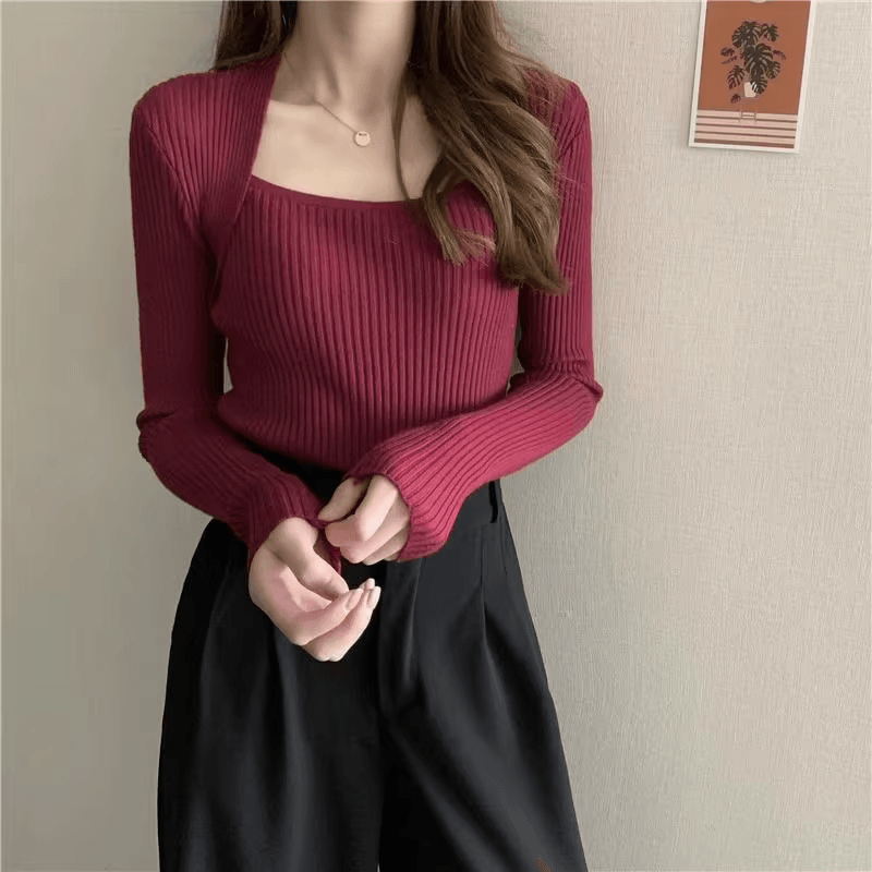 Frieda™ - Pull tricoté doux et chaud à col carré