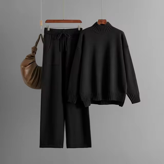 Ava™ - Ensemble élégant pull à manches longues et pantalon droit